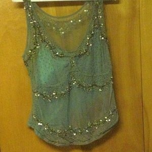 Plenty beaded camisole…dark sea foam/to brown ombré silk/nylon….size 10